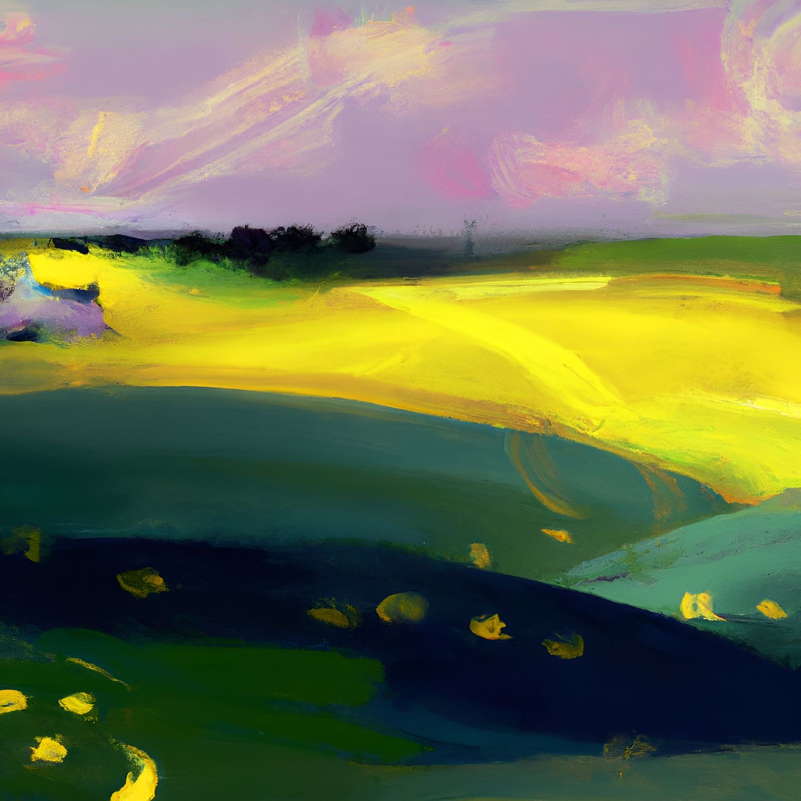 Calligraphic Landscape Painting with Rural Panorama