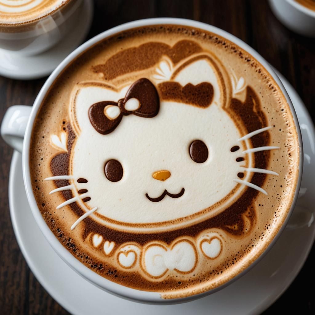 Vibrant Hello Kitty Latte Art