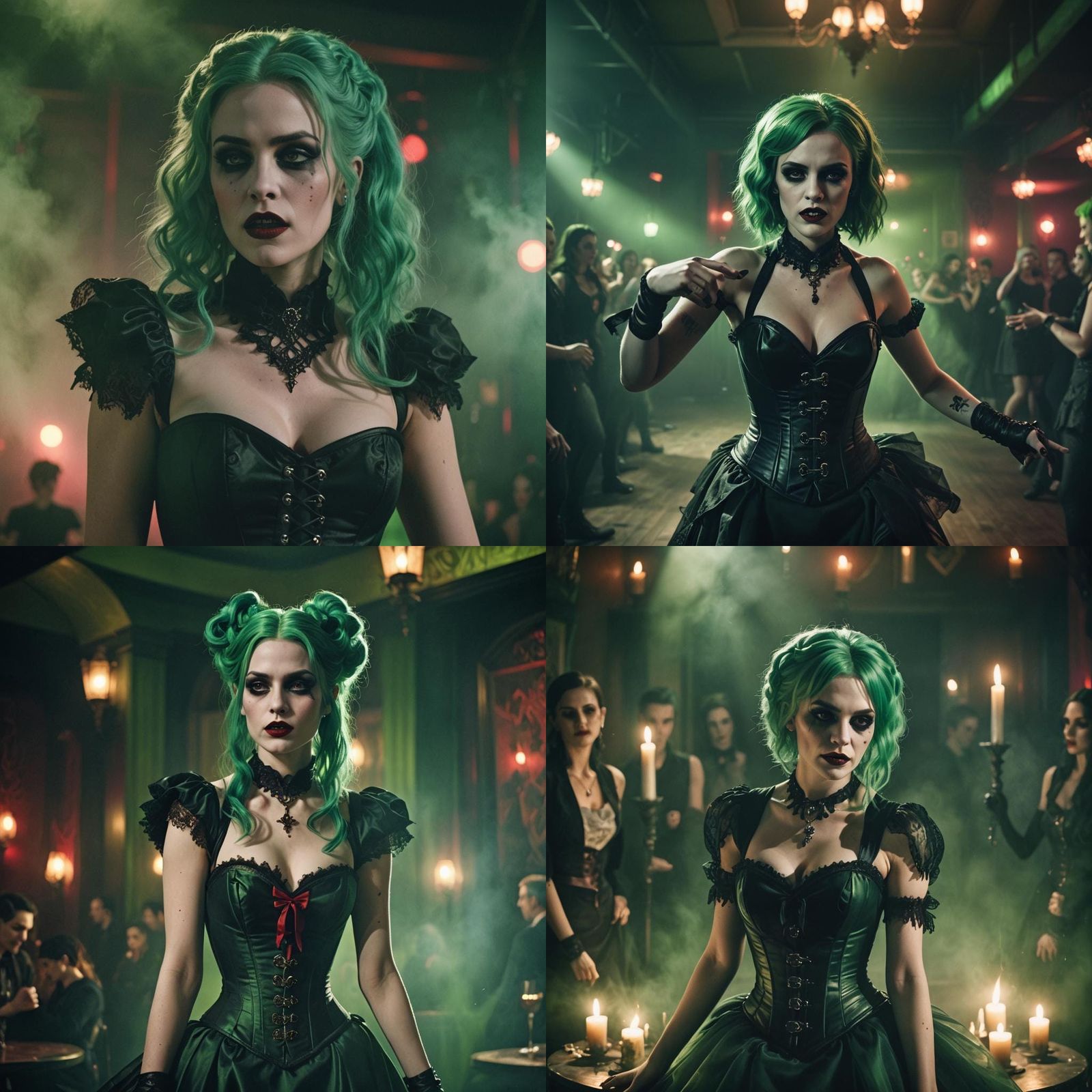 Vampire Woman Dancing in Gothic Nightclub: Cinematic Film St...