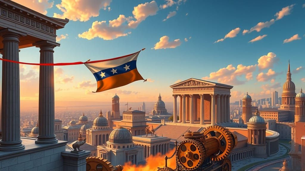 Ancient Roman Cityscape in Futuristic Style