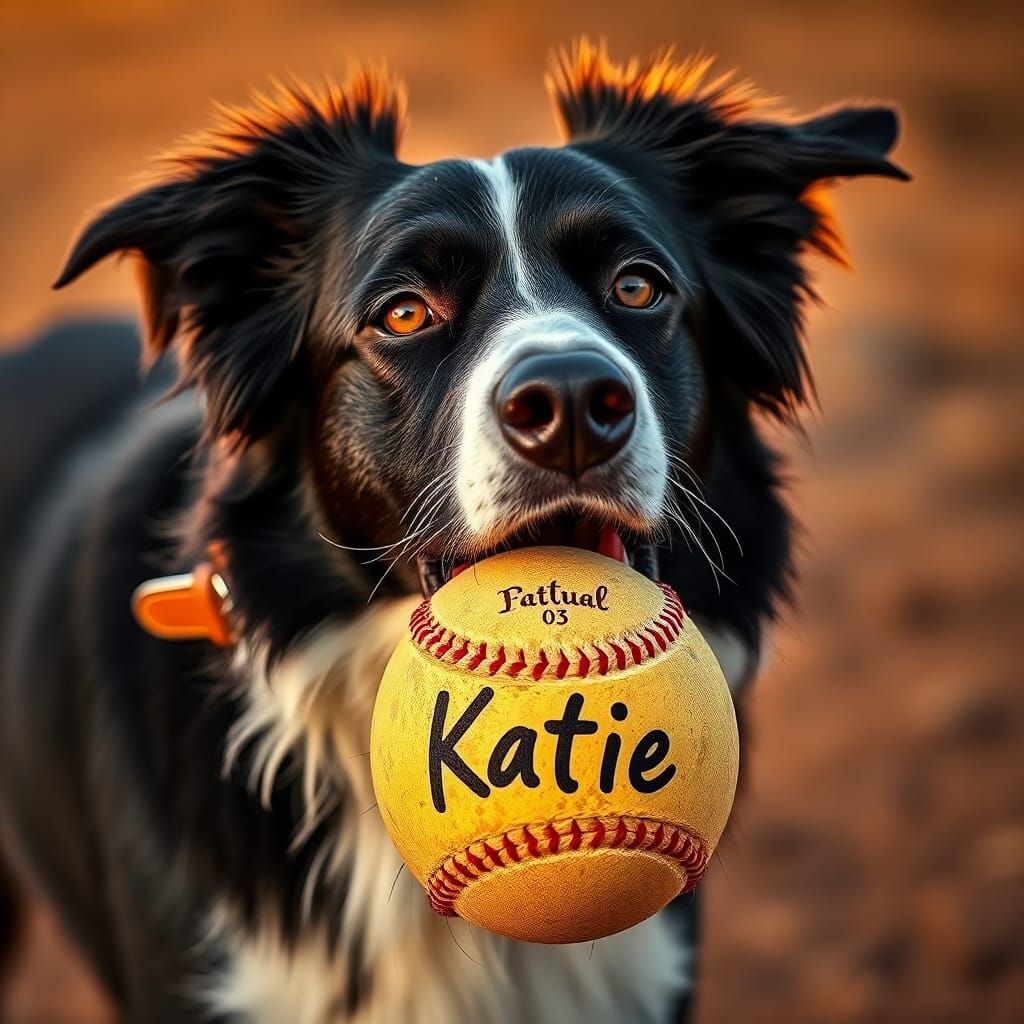 Border Collie in Australian Outback with Ball