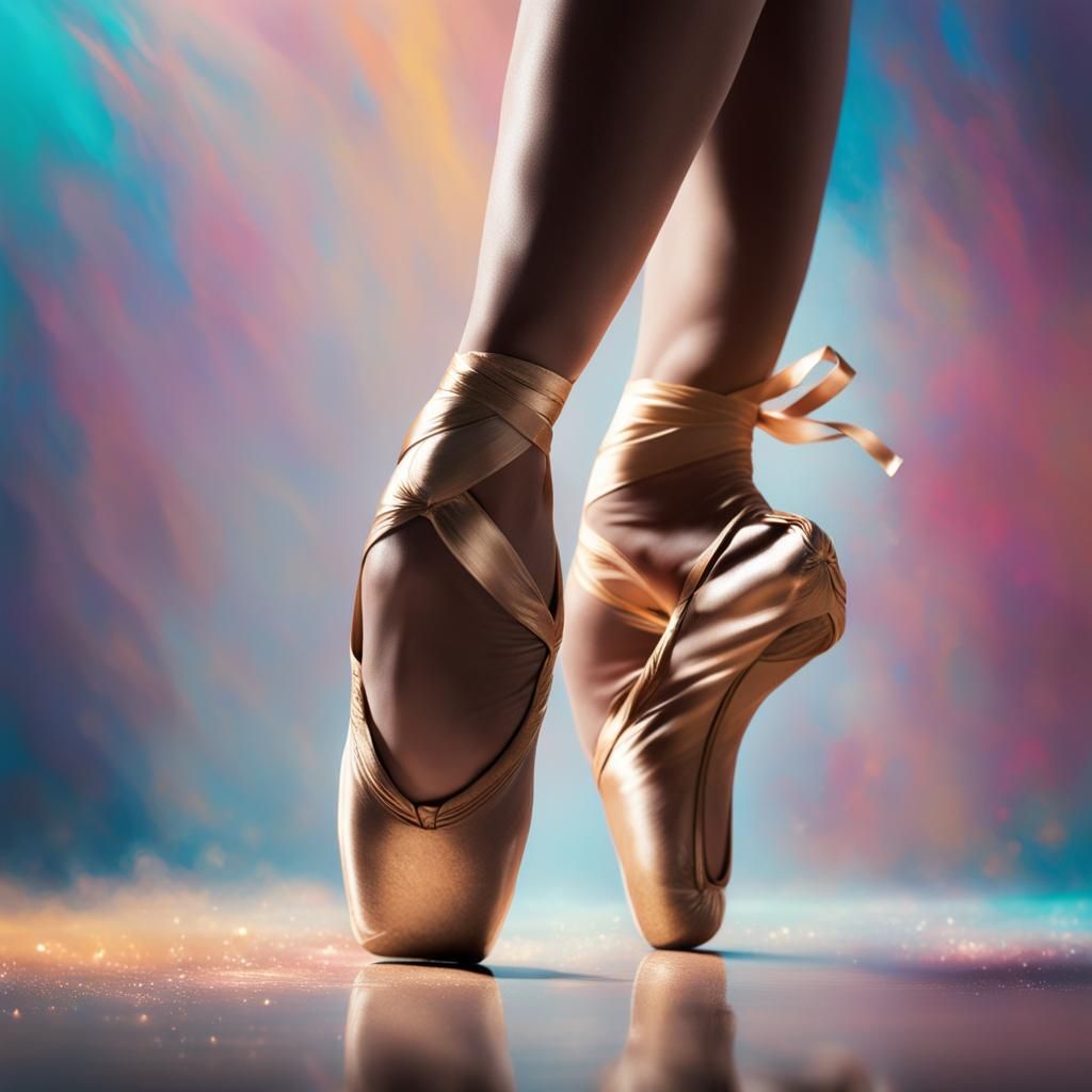 Hyperrealistic Dancer in Pointe Shoes Splash Art
