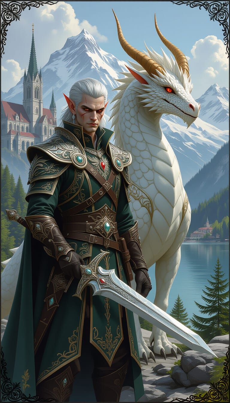 Fae Goblin King and Dragon in Swiss Alps
