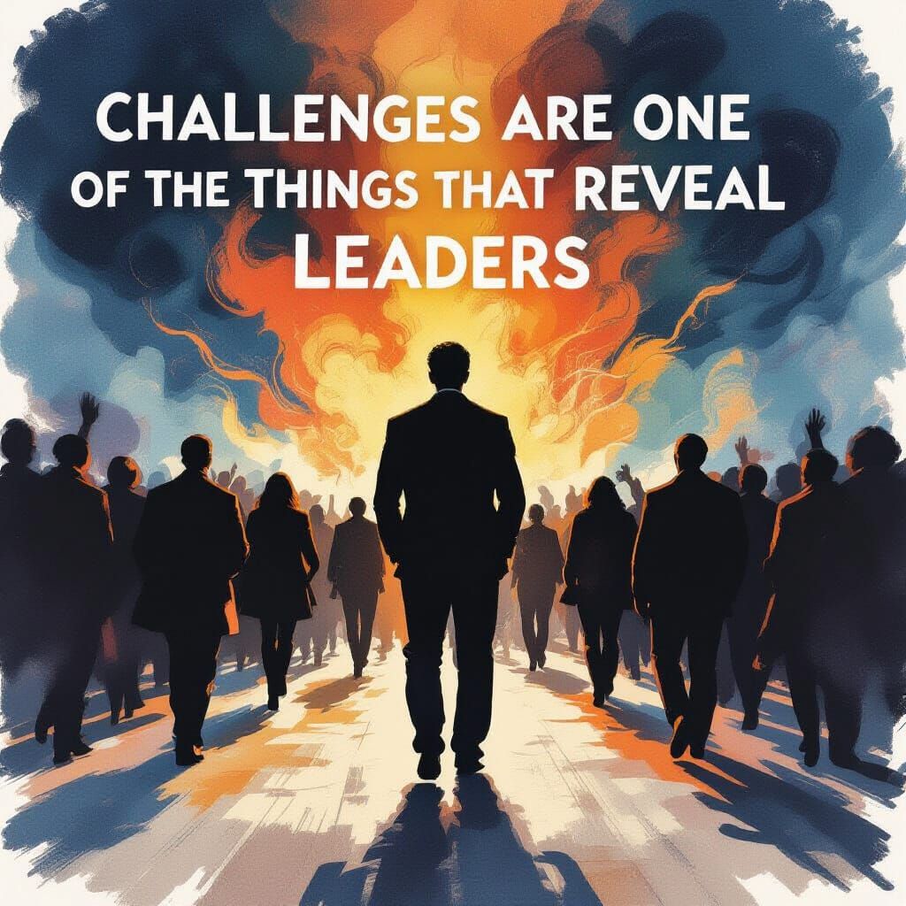 Stoic Leader Amidst Motion Blur, Symbolic Style