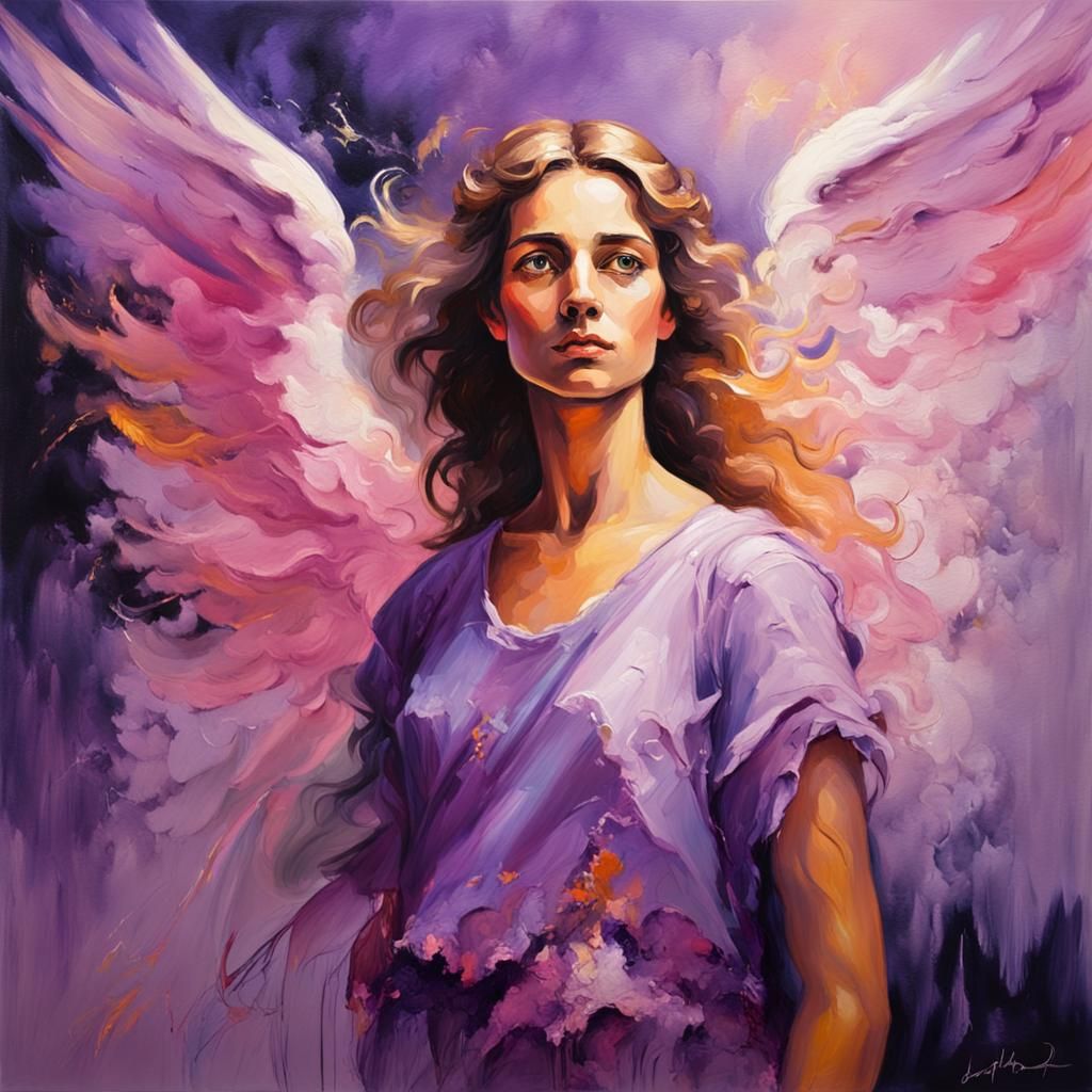 Arch Angel Raphael Portrait in Abstract Expressionist Oil