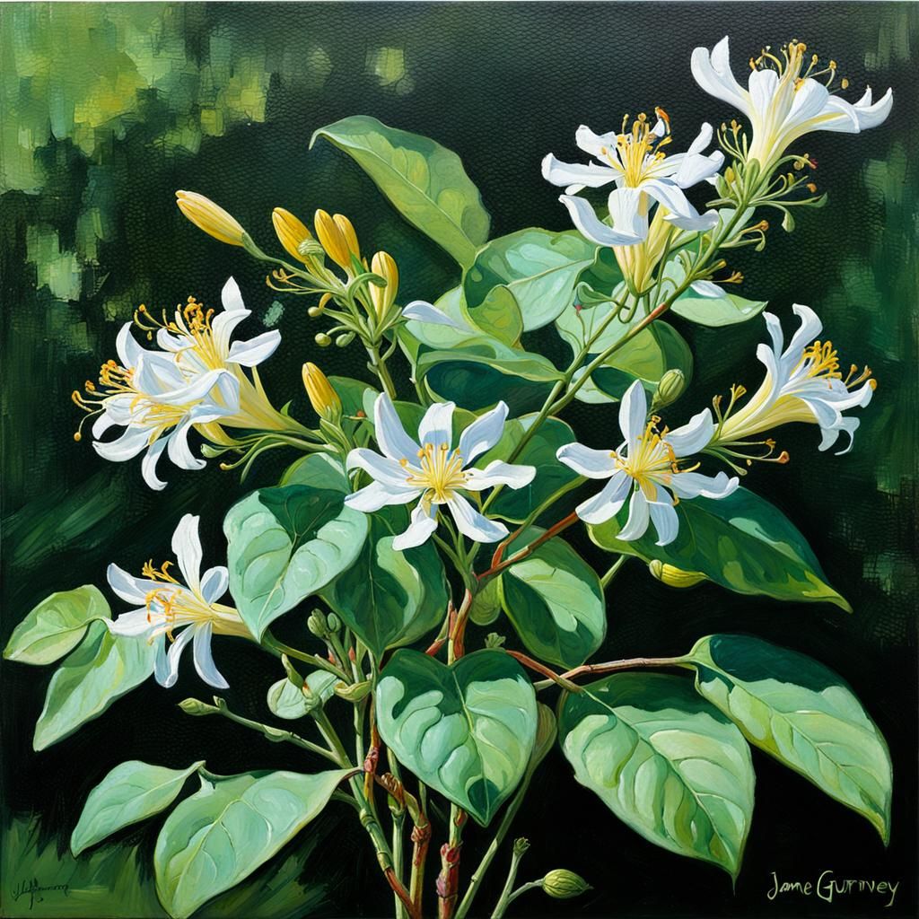 Honeysuckle in Oil Painting Style