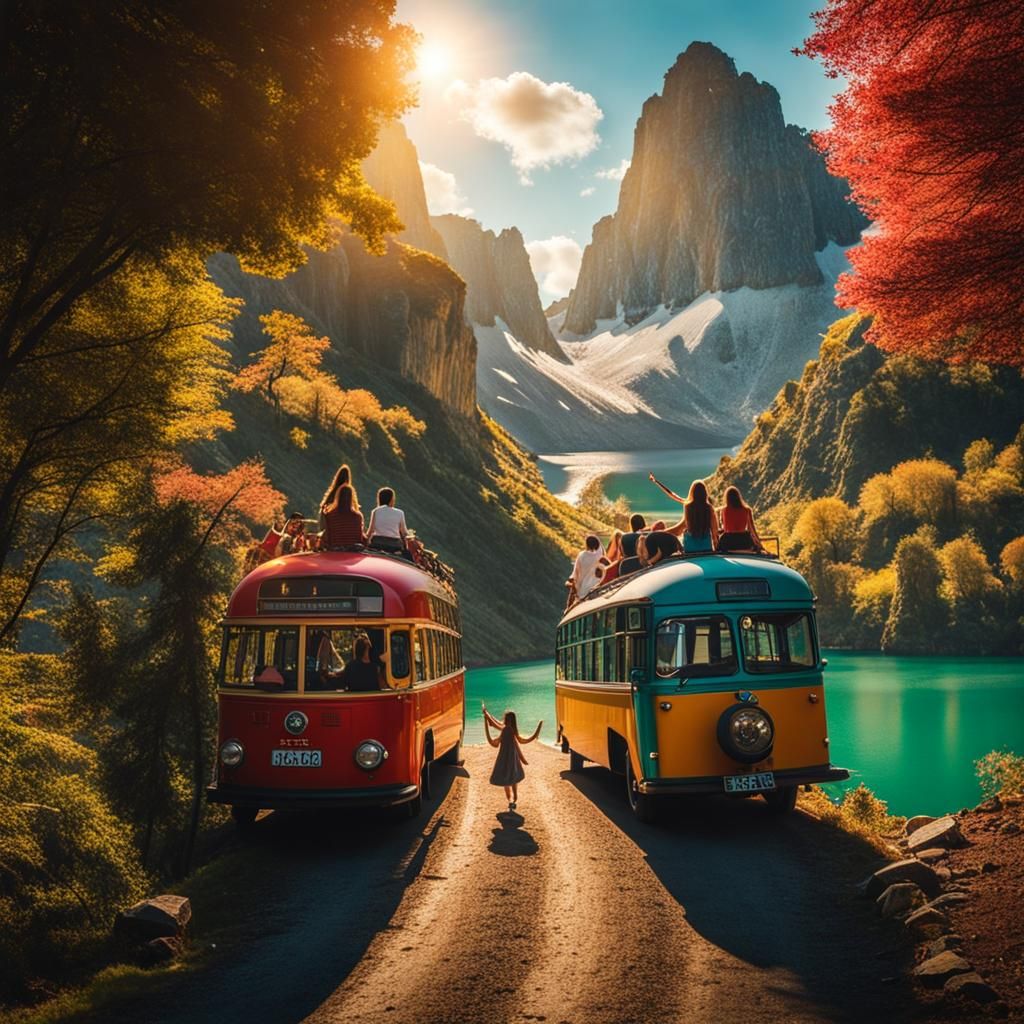 Happy Travelers Journey to a Beautiful Place