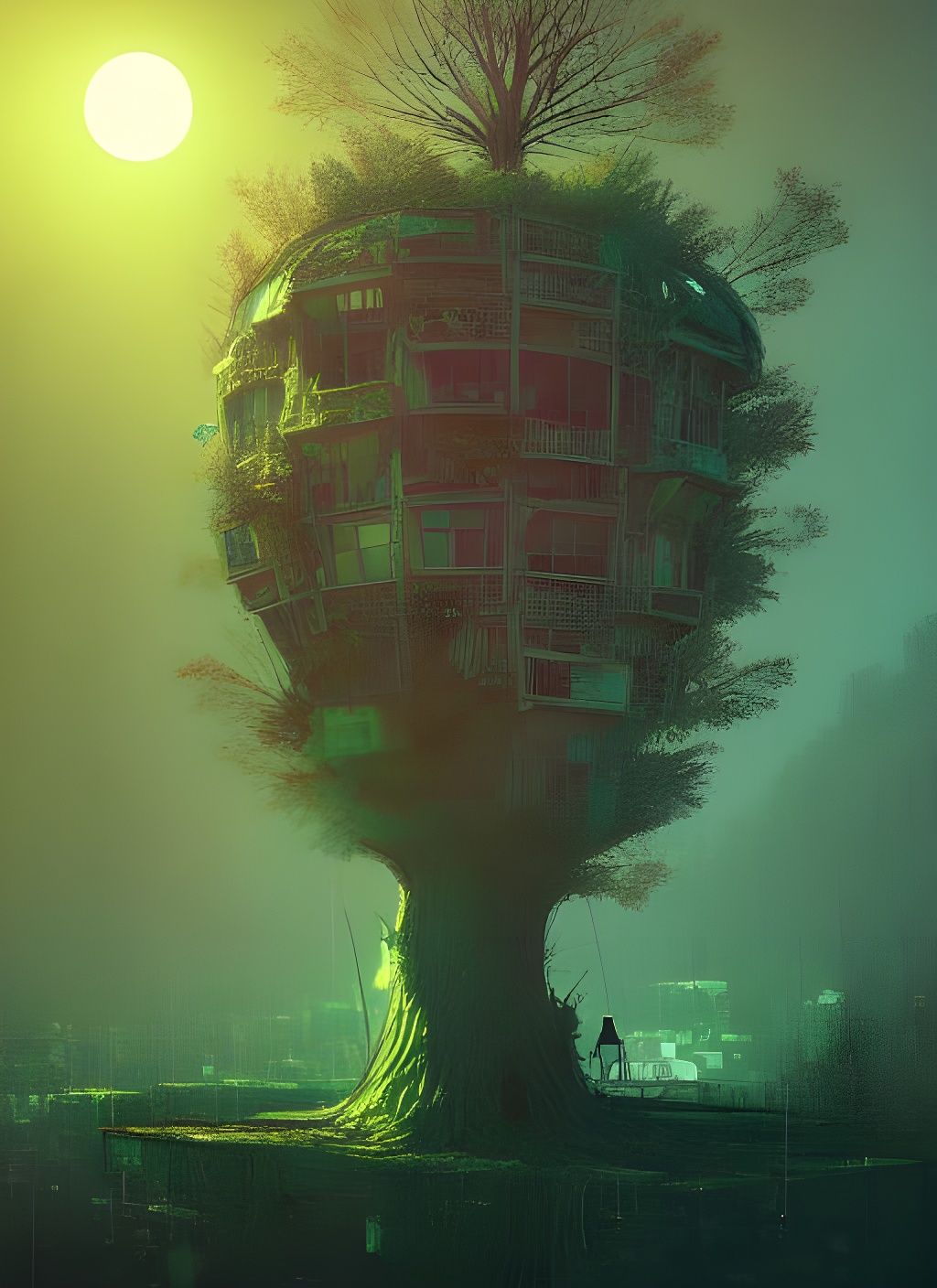 Tree Apartment Interior in Fantasy Art Style