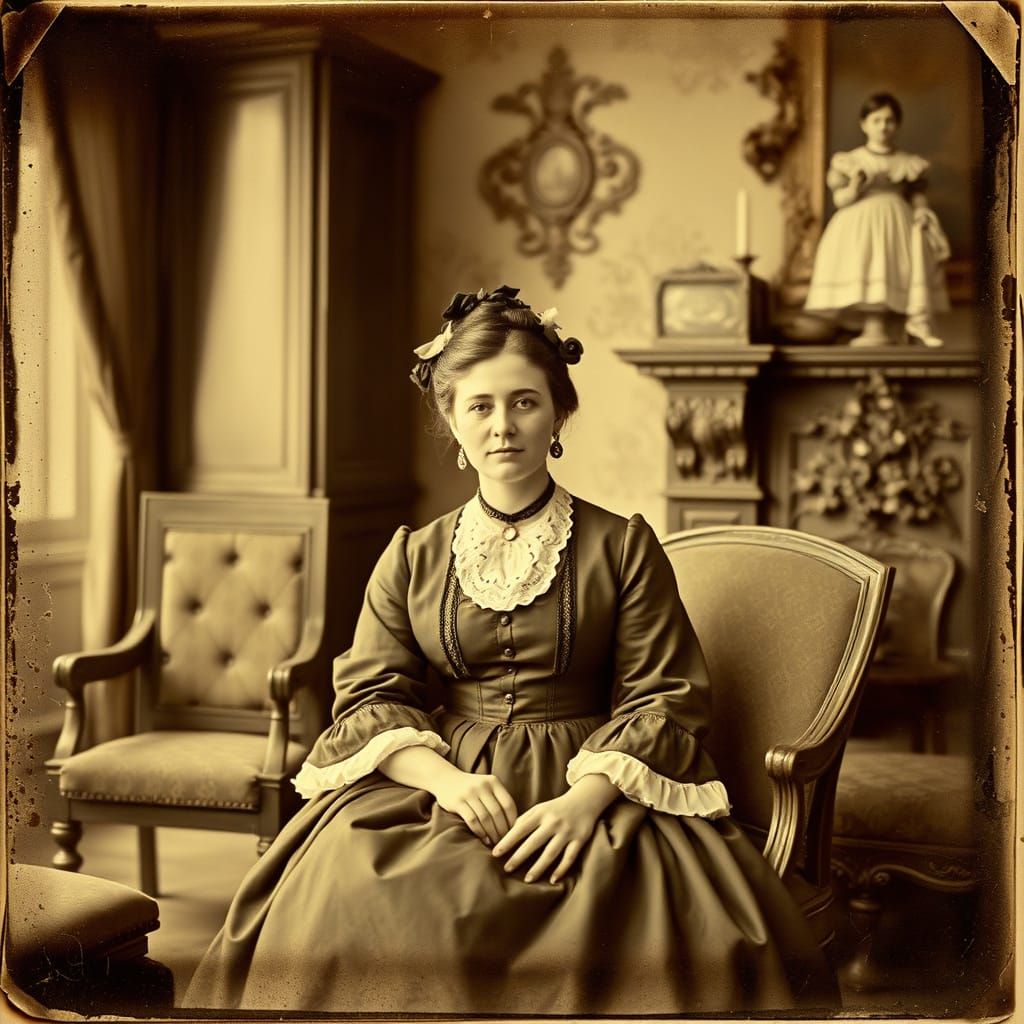 Victorian Woman in Daguerreotype Style Portrait