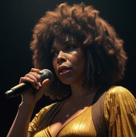 Photorealistic Portrait of Roberta Flack on Stage in 1972