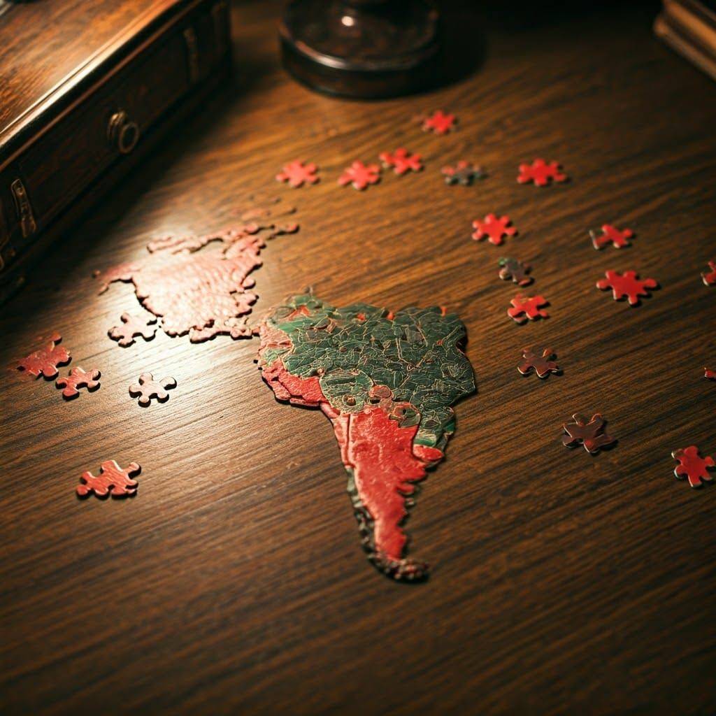 Antique Leather Map Puzzle of South America