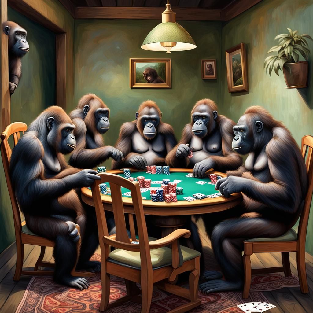 Apes Playing Poker in Classic Style