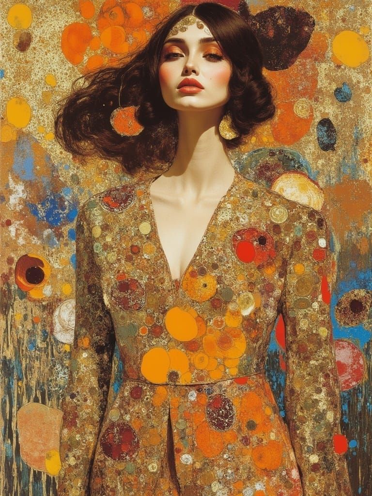 Vibrant Impressionistic Portrait of a Golden Woman