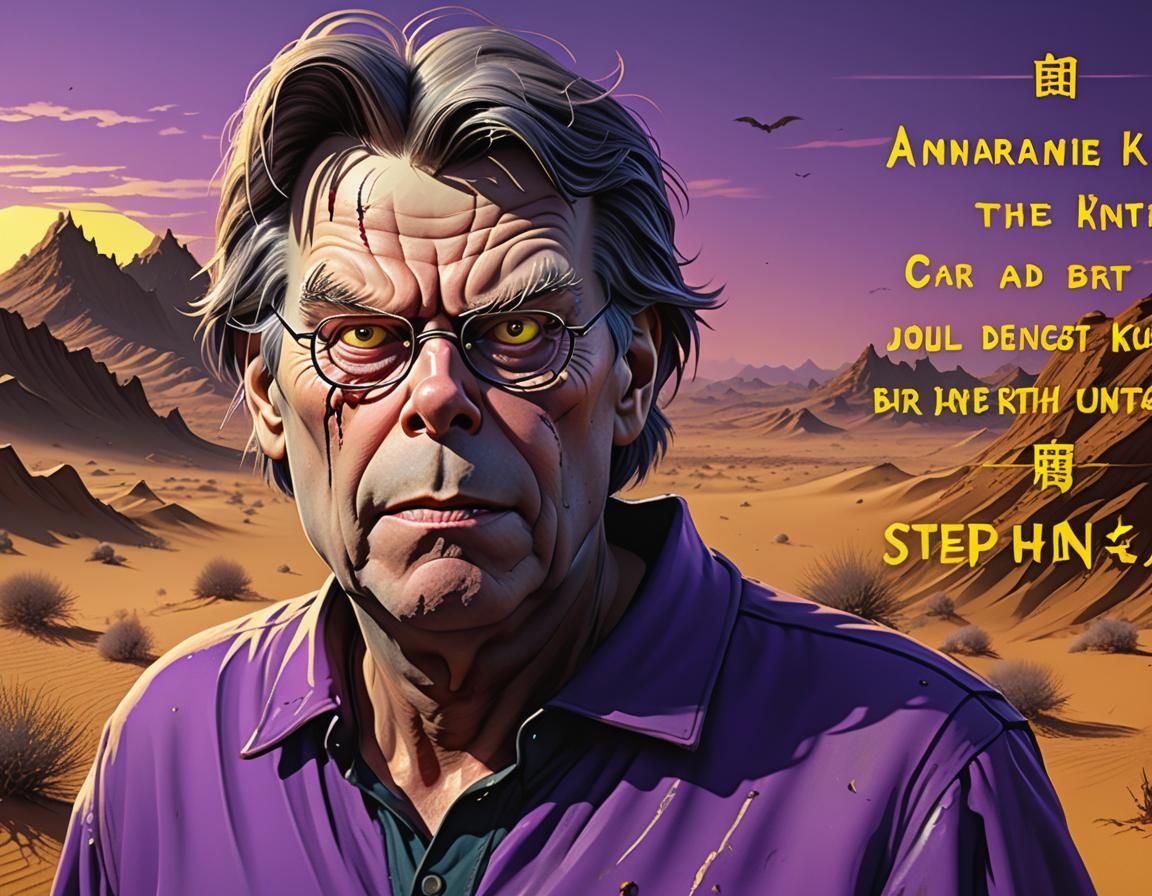 Stephen King Caricature in Japanese Manga Horror Style