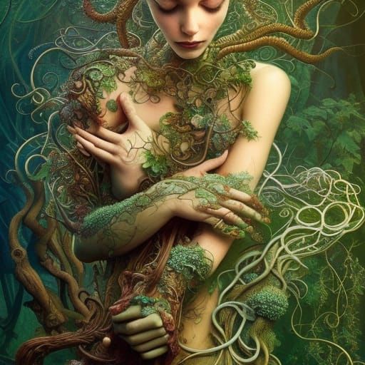 Intricate Vines on Hand in Enchanted Forest