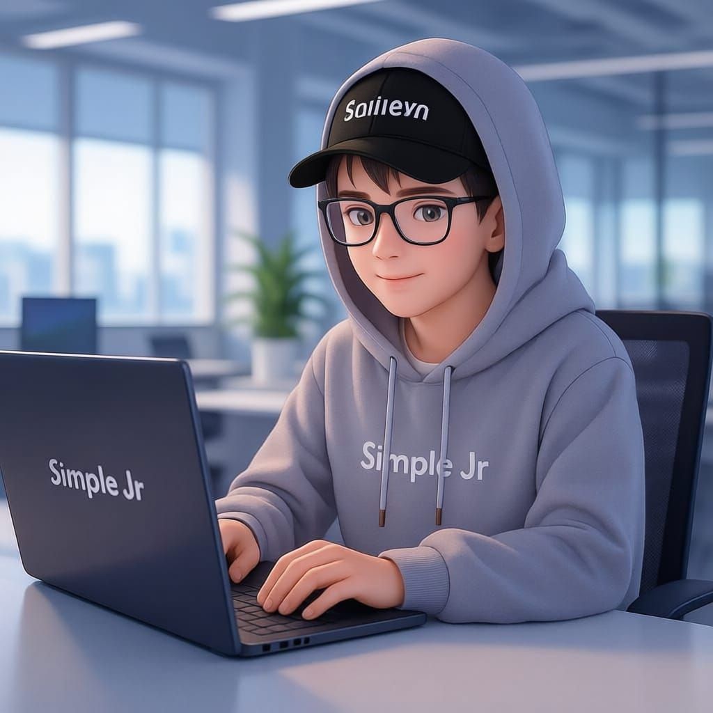 Anime Character with Hoodie and Cap at Desk