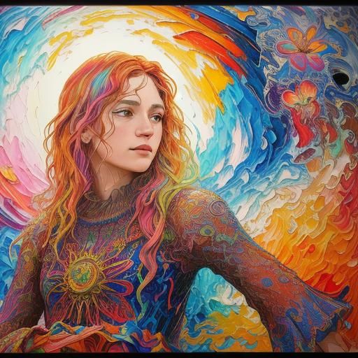 Ethereal Butterfly in Boho Floral Oil Painting