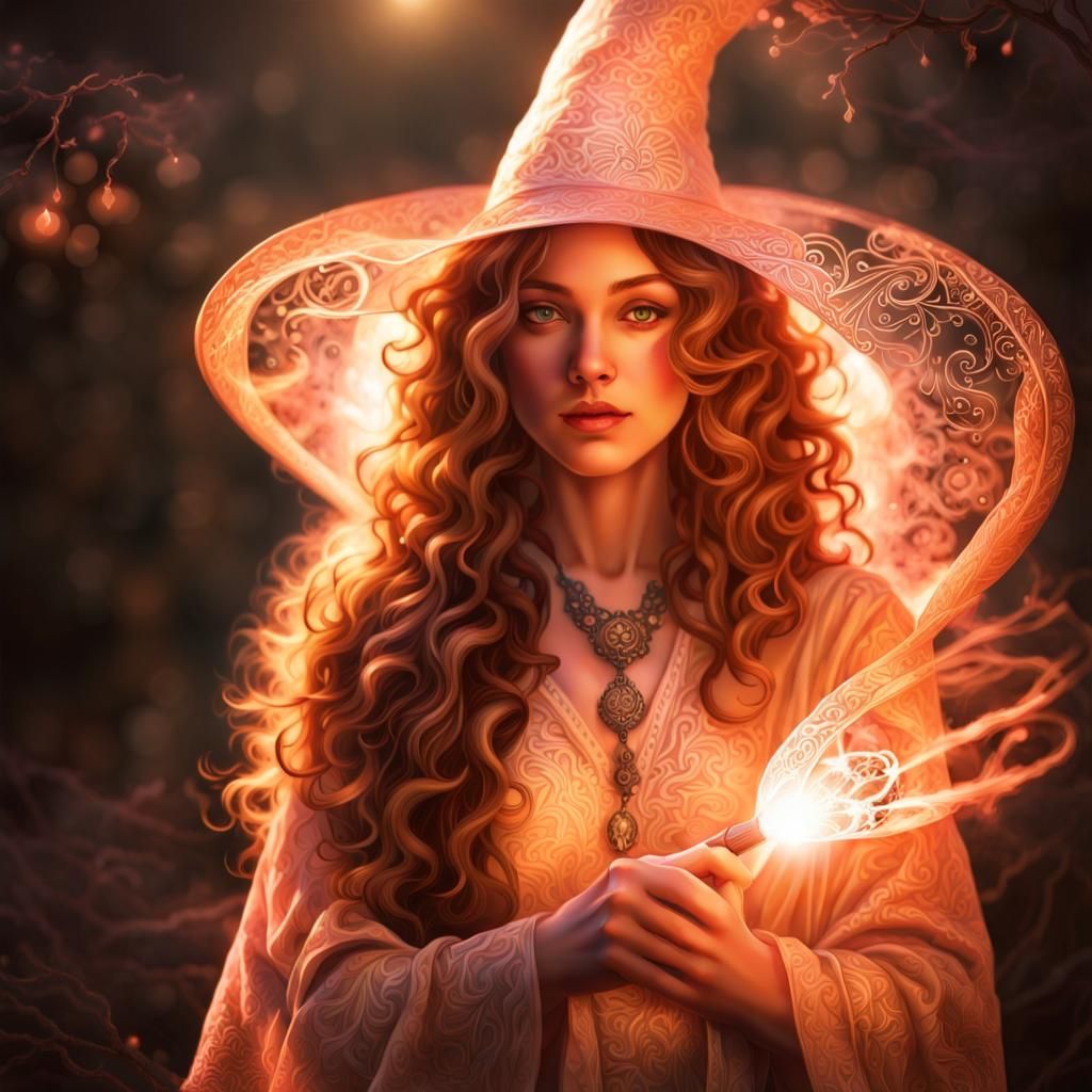 Ethereal Flame Witch Casting Magic in Alien Village