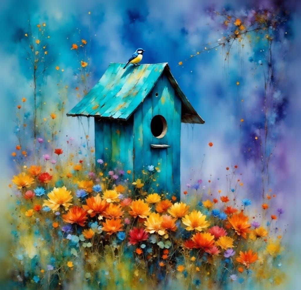 Surreal Australian Garden Scene in Vibrant Oil Painting Styl...