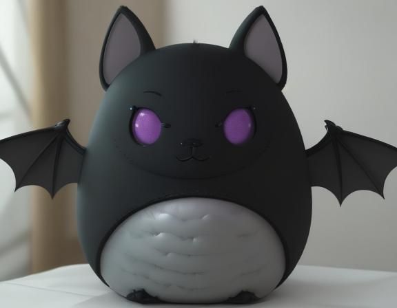Realistic black bat squish-mellow plushy with purple accents...