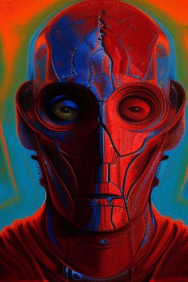 Ethereal Reaper Portrait in Stained Glass Style