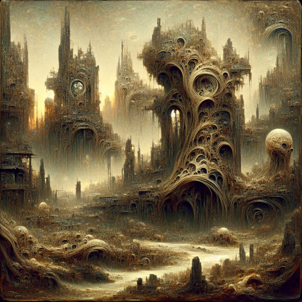 Alien Ruins in a Post-Apocalyptic Landscape