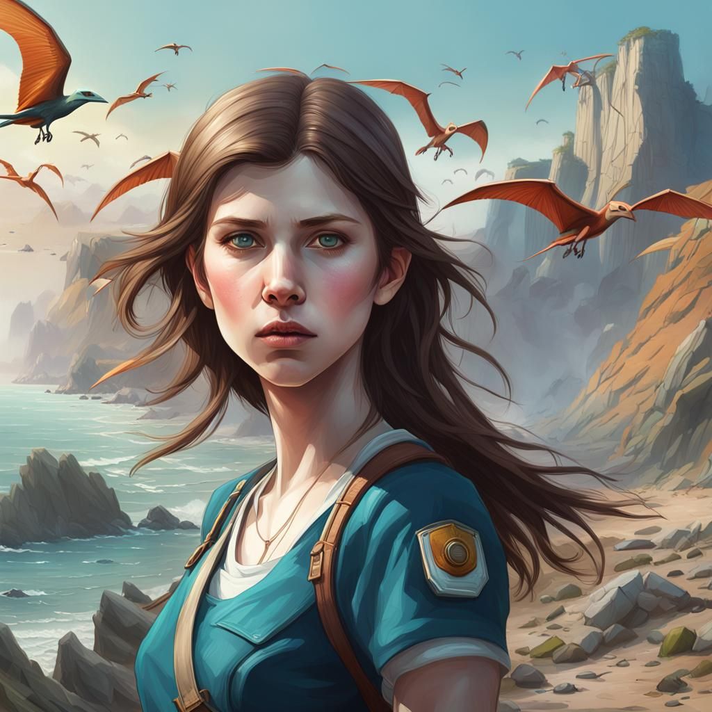 Anna Kendrick Birdwatching with Pterodactyls, Art Nouveau