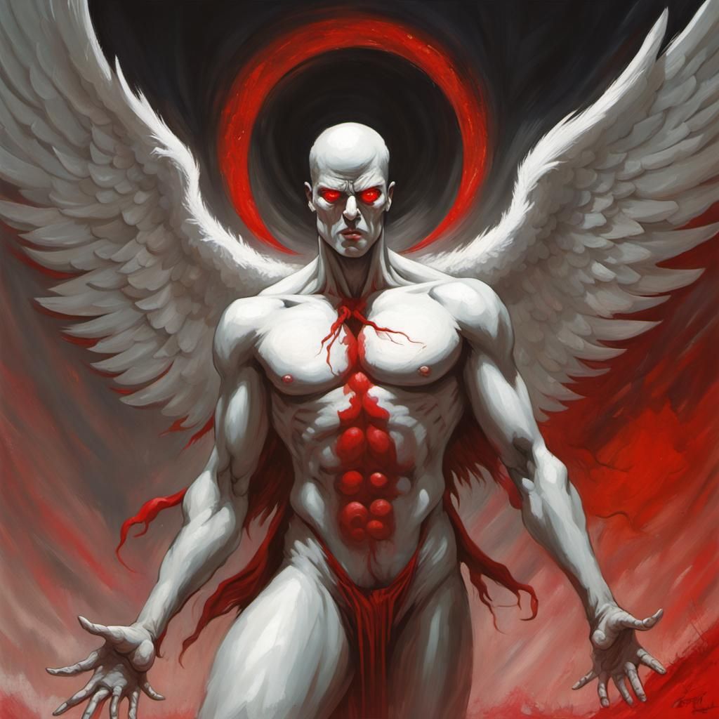 Sinister White Angel with Red Eye