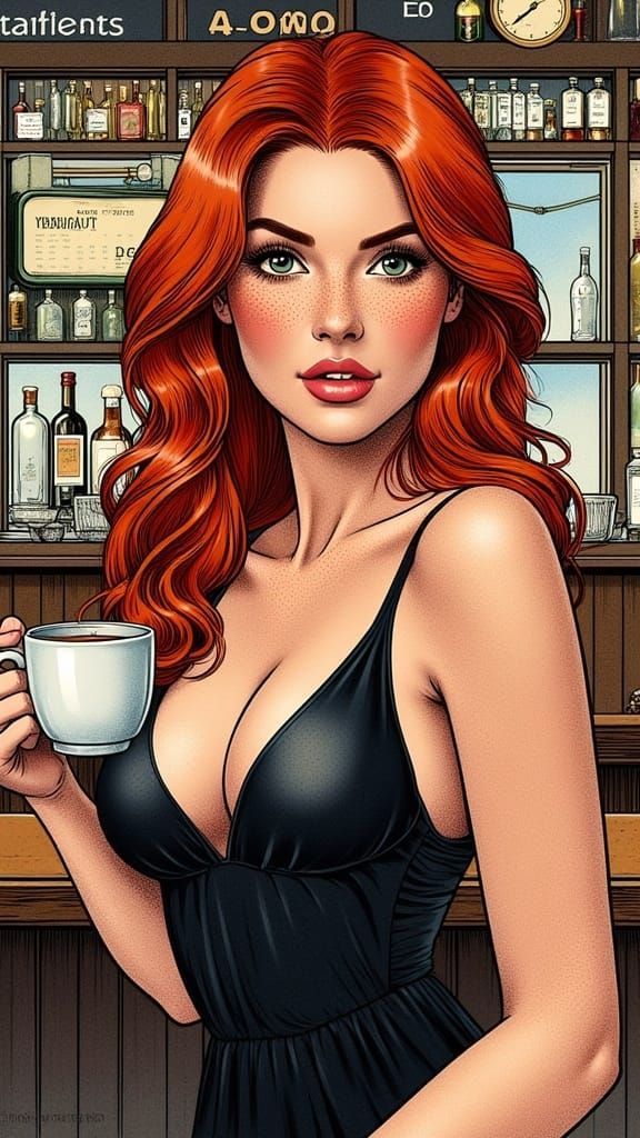 Watercolor Portrait of a Red Haired Irish Woman Daydreaming ...