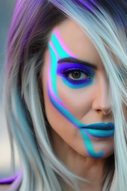 Airbrushed Portrait of a Woman in 80s Style