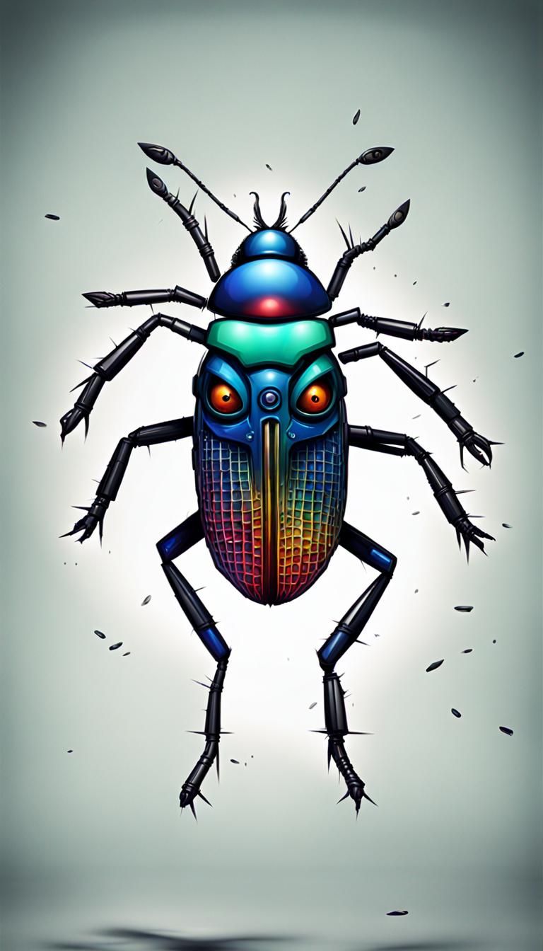 Detailed and Colorful Computer Bug Illustration