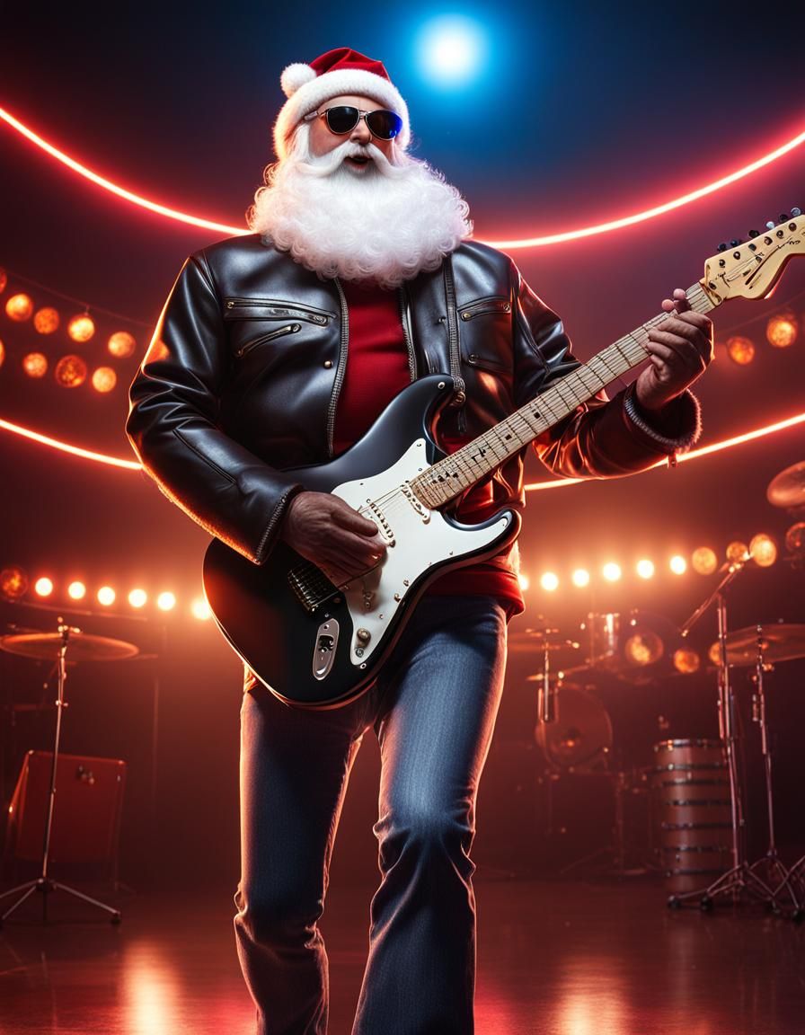 Rock and Roll Santa Claus with Guitar