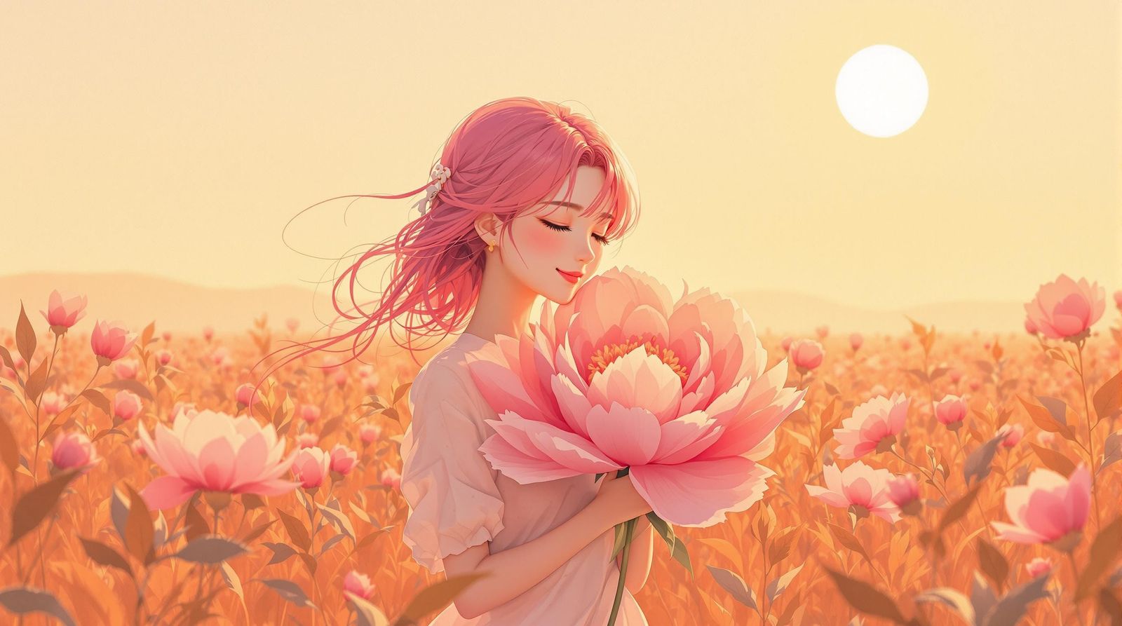 Anime Girl Blooms in Autumn Sunshine