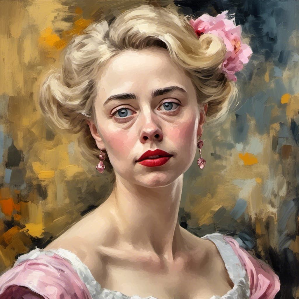 Blonde Woman in Impressionist Style with Golden Lighting