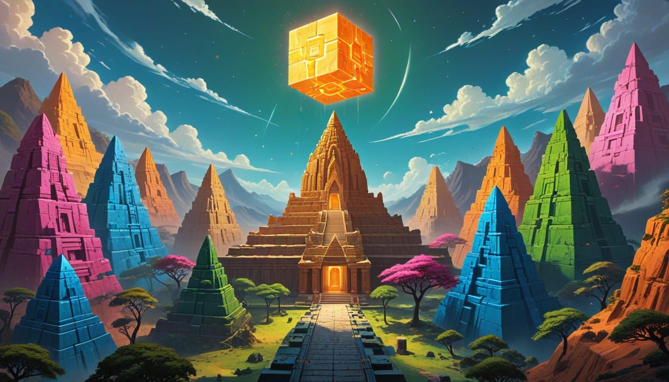 Ancient Temple of the Cube in Vibrant Color