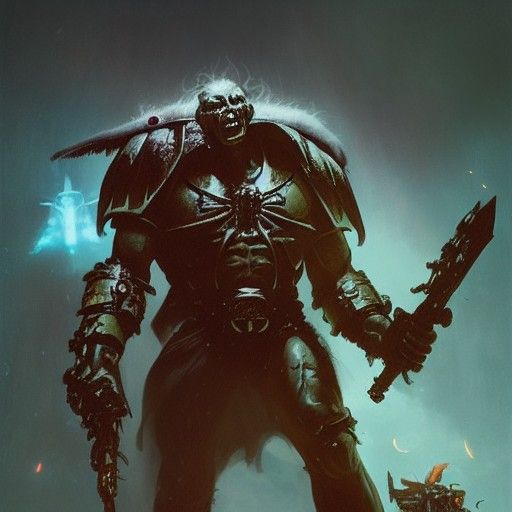 Space Mutant Demon Battle in Grim Warhammer Style
