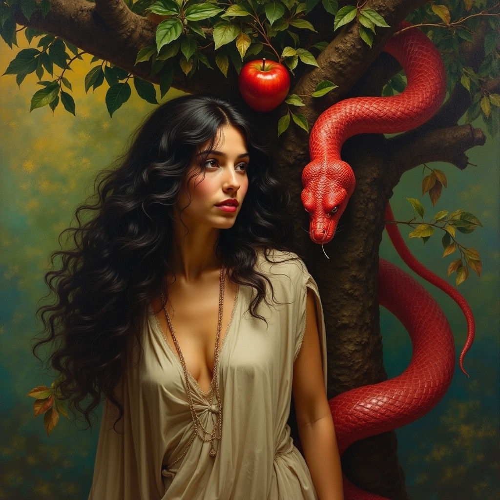 Eve and the Serpent in Paradise Garden