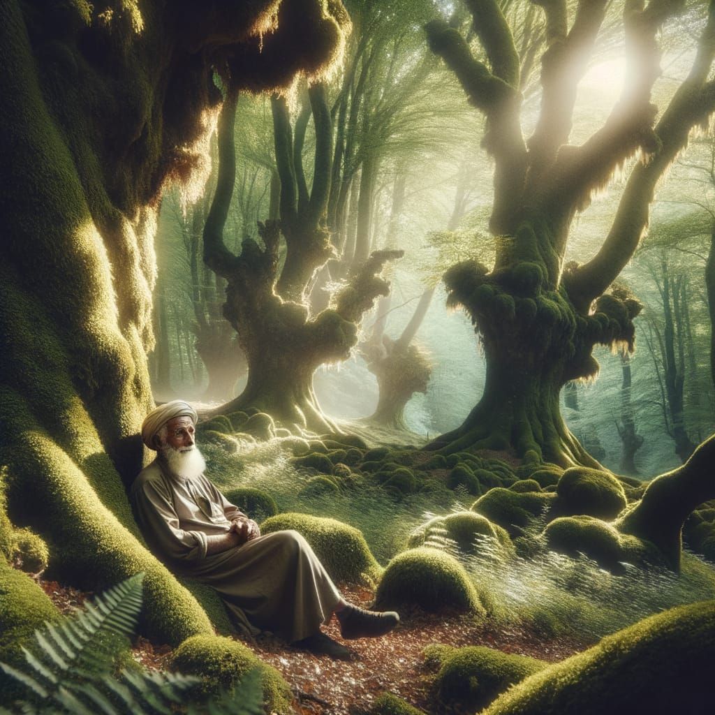 Soldier in Forest Clearing: Vintage Photo Style