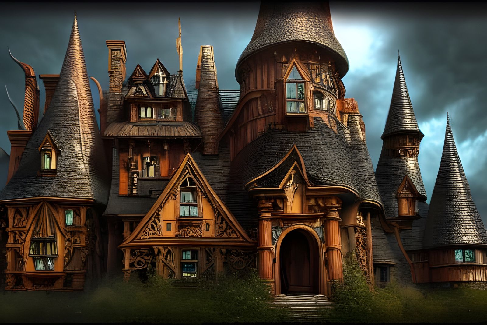 Elaborate Witch Castle in Detailed Fantasy Art