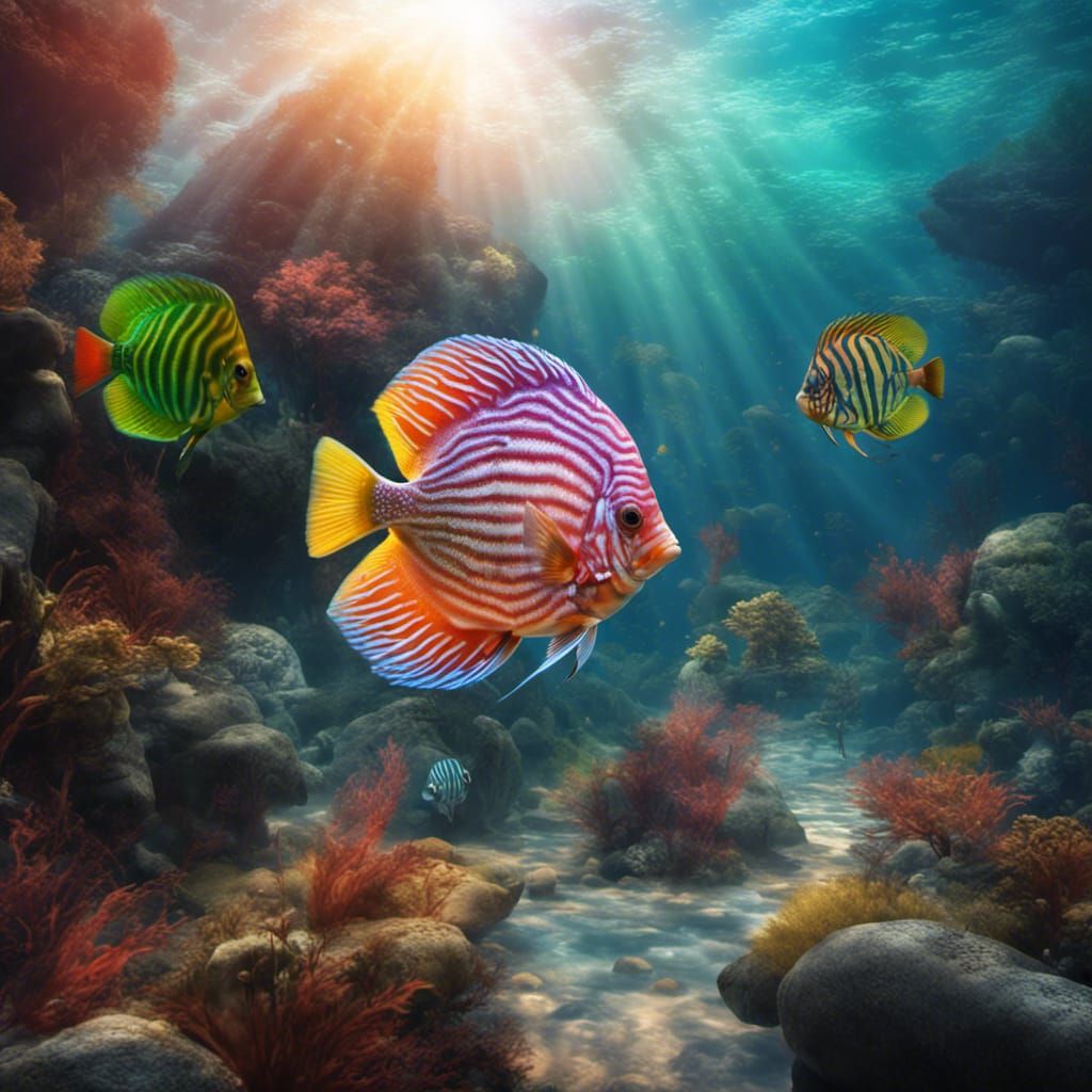 Rainbow Discus In Amazon River