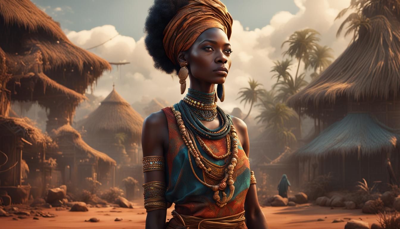 Fantastical Portrait of a Slim African Woman