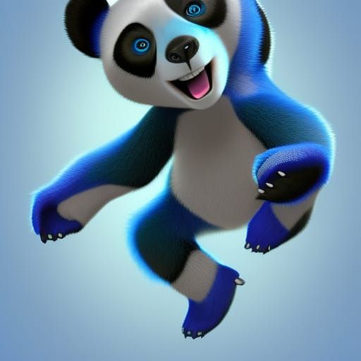Blue Panda in Pixar-style 3D Digital Art