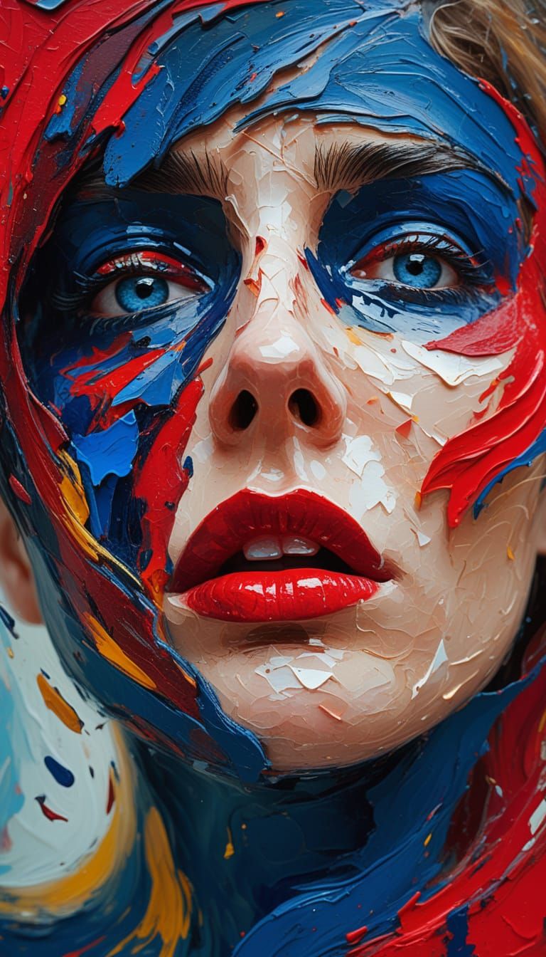 Emotive Portrait of Lost Soul in Abstract Expressionism Styl...