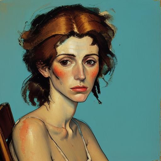 Modigliani-Style Portrait in Smoky Room with Lantern Light