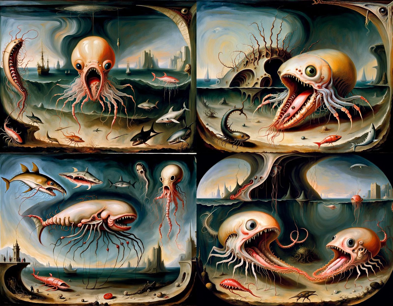Horrific Mutant Creature in Romantic Surrealist Style