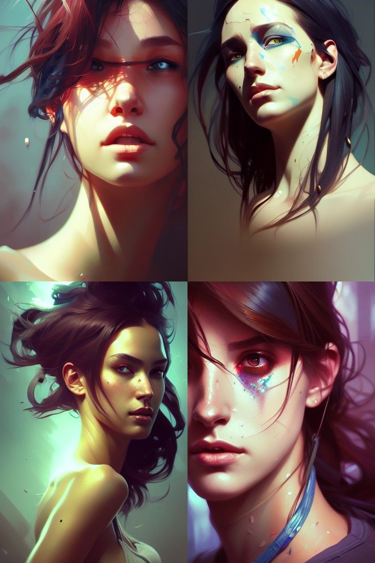 Dynamic Portrait in Style of Art Nouveau