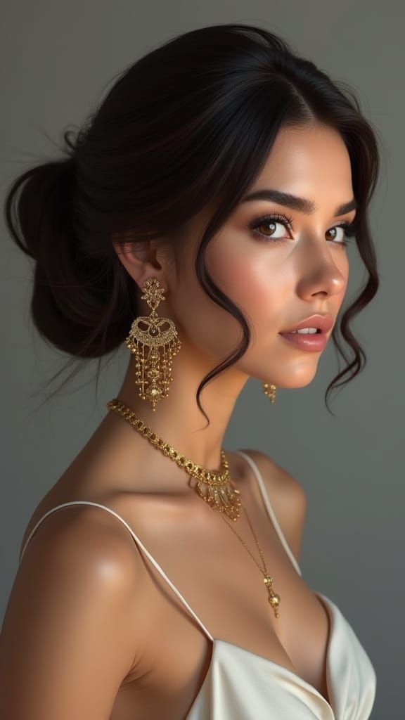 Elegant Woman Portrait in Style of Rutkowski and Mucha