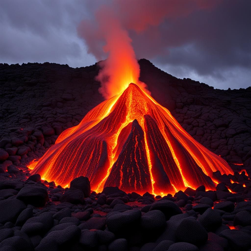 Flowing Molten Lava: AI Generated Image