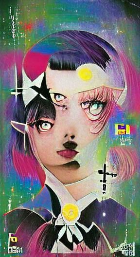 Magical Girl Manga Cover in Kandinsky Style
