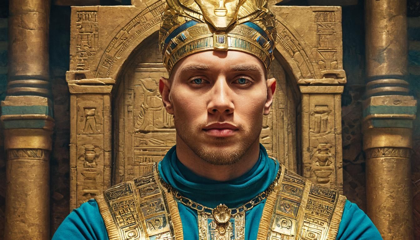 Regal Pharaoh Portrait in Art Nouveau Style